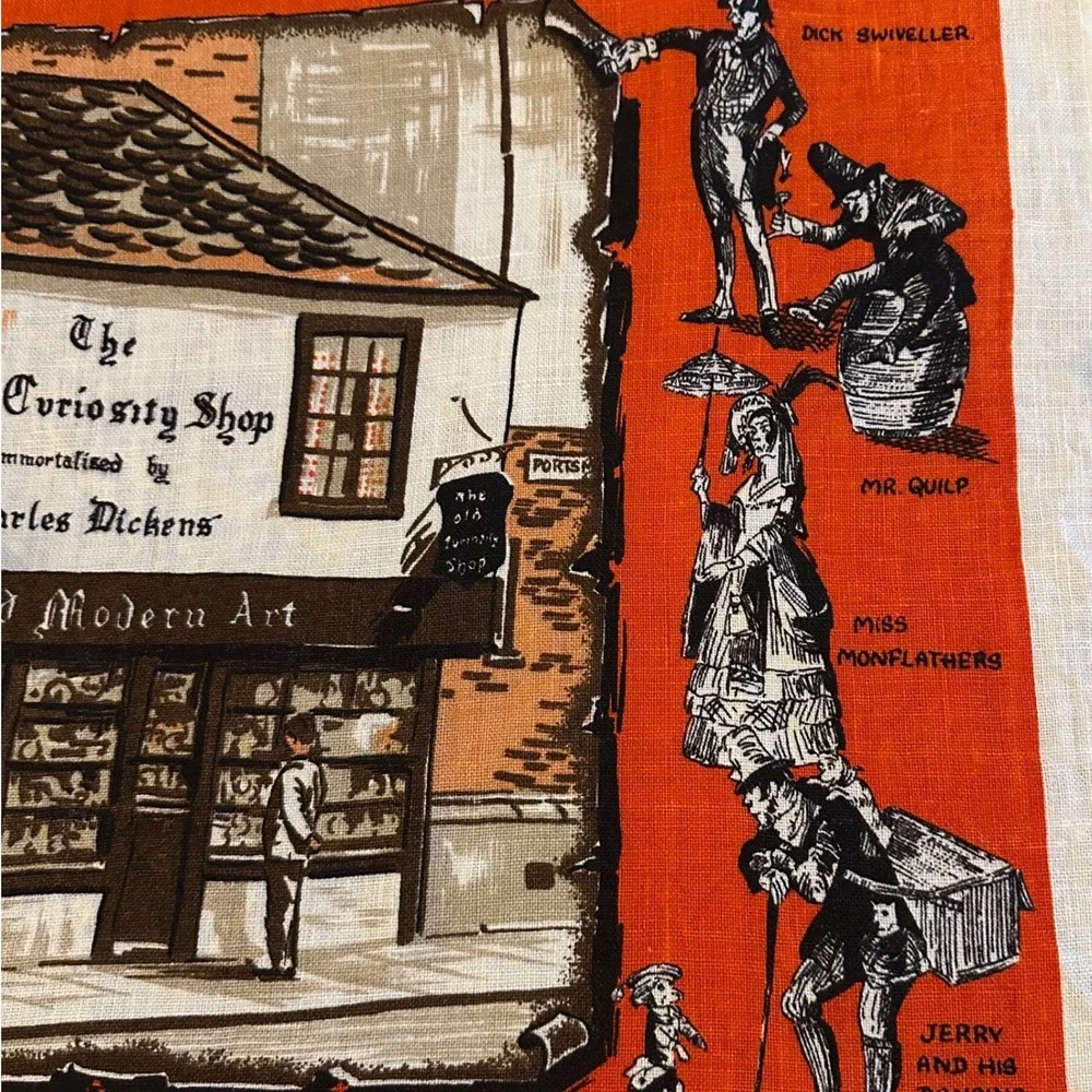 Vintage Ulster Linen Tea Towel The Old Curiosity Shop Charles Dickens Ireland